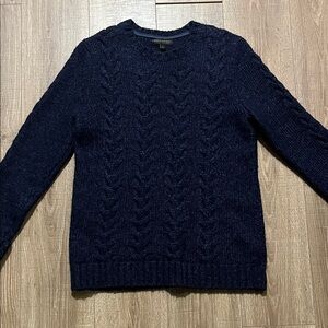 Banana Republic Men's L Navy Cable Knit Sweater Marbled Blue. Italian Yarn.
